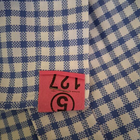 Jeff Rose Made In Italy Men's Blue & White Gingham Button Down Dress Shirt XL - Picture 7 of 11